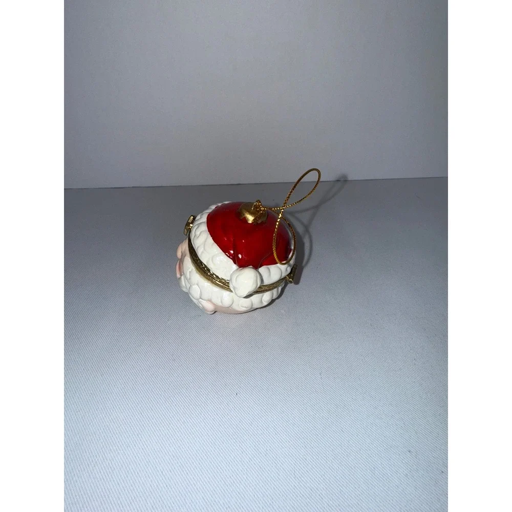 Vintage Porcelain Hinged Trinket Box Christmas Ornaments Santa Reindeer Set of 5